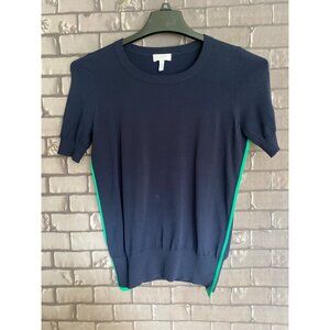 Escada Sport Navy Blue With Green Trim Short Short Sleeved Top XS